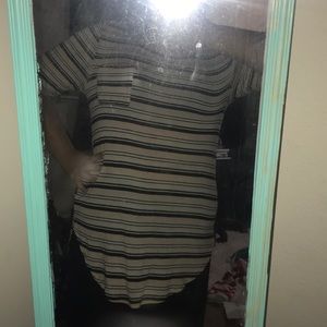 Short Sleeve Black & White & Pink Top